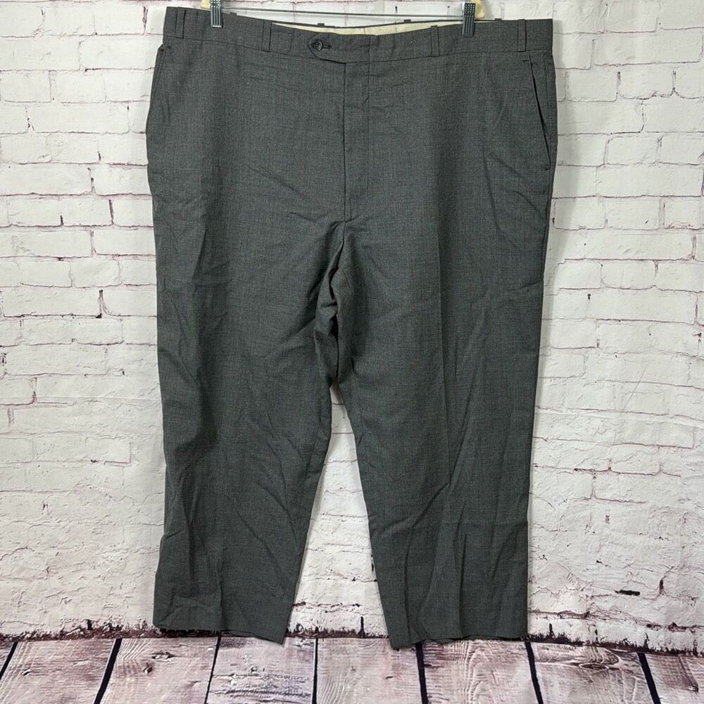 Cricketeer Dress Pants 44 Flat Front 100% Pure Virgin Wool Tapered Vintage Gray